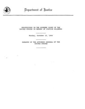 Proceedings in the Supreme Court of the United States in Memory of Justice Goldberg