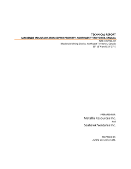 Technical Report Mackenzie Mountains