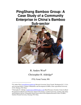 Pingshang Bamboo Group: a Case Study of a Community Enterprise in China’S Bamboo Sub-Sector