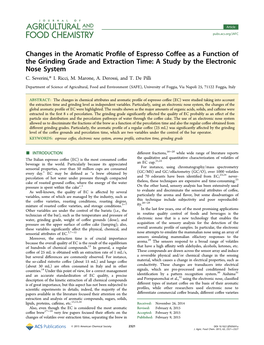 Changes in the Aromatic Profile of Espresso Coffee As a Function Of