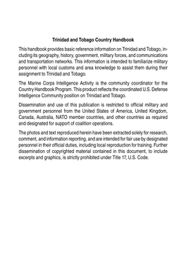 Trinidad and Tobago Country Handbook