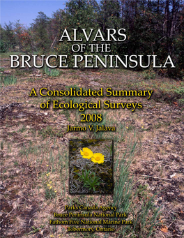 Alvars of the Bruce Peninsula: a Consolidated Summary of Ecological Surveys