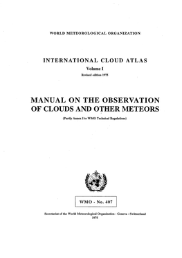 Manual on the Observation of Clouds and Other Meteors
