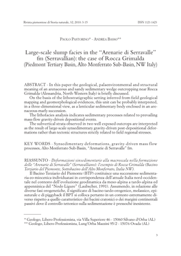 Large-Scale Slump Facies in the “Arenarie Di Serravalle” Fm (Serravallian): the Case of Rocca Grimalda (Piedmont Tertiary Basin, Alto Monferrato Sub-Basin, NW Italy)