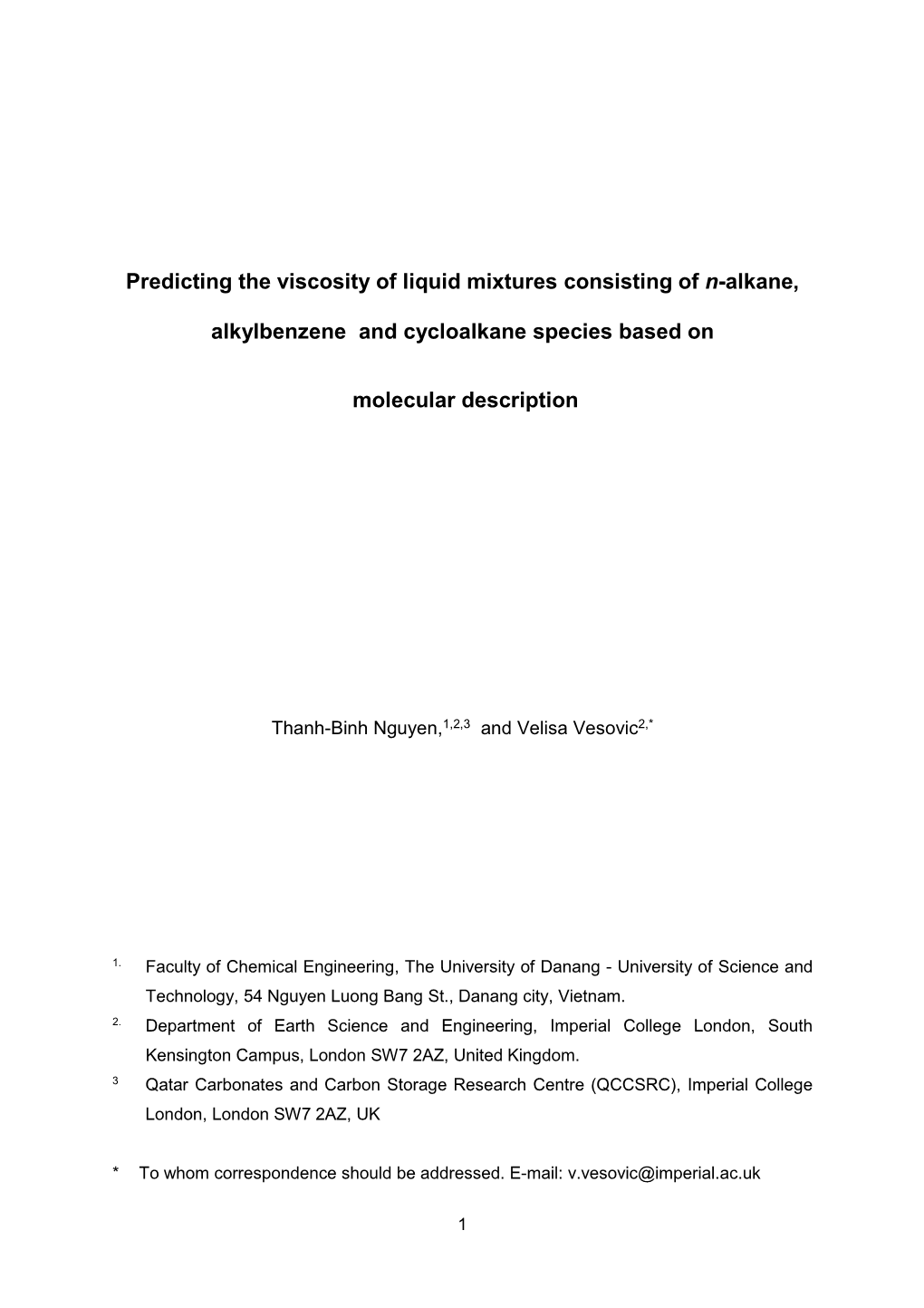 Predicting the Viscosity of Liquid Mixtures Consisting of N-Alkane