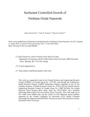 Surfactant Controlled Growth of Niobium Oxide Nanorods