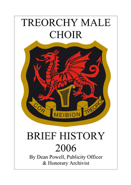 Treorchy Male Choir Brief History 2004 Treorchy Male