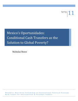 Mexico's Oportunidades: Conditional Cash Transfers As the Solution To