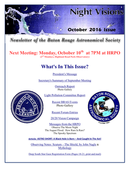 October 2016 BRAS Newsletter