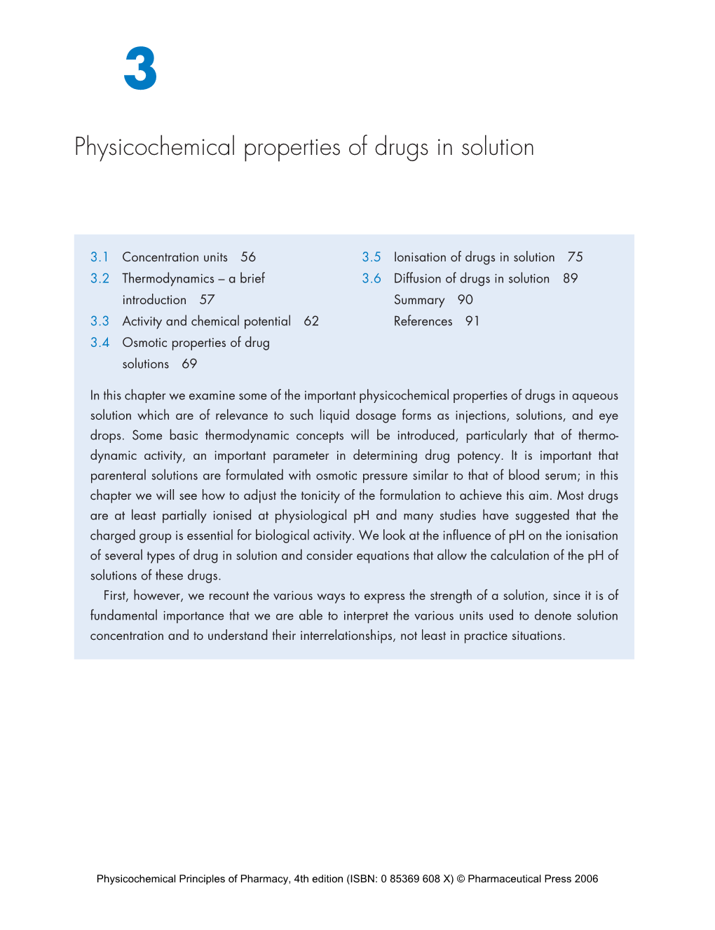 Physicochemical Properties of Drugs in Solution