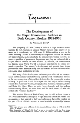 The Development of the Major Commercial Airlines : Tequesta