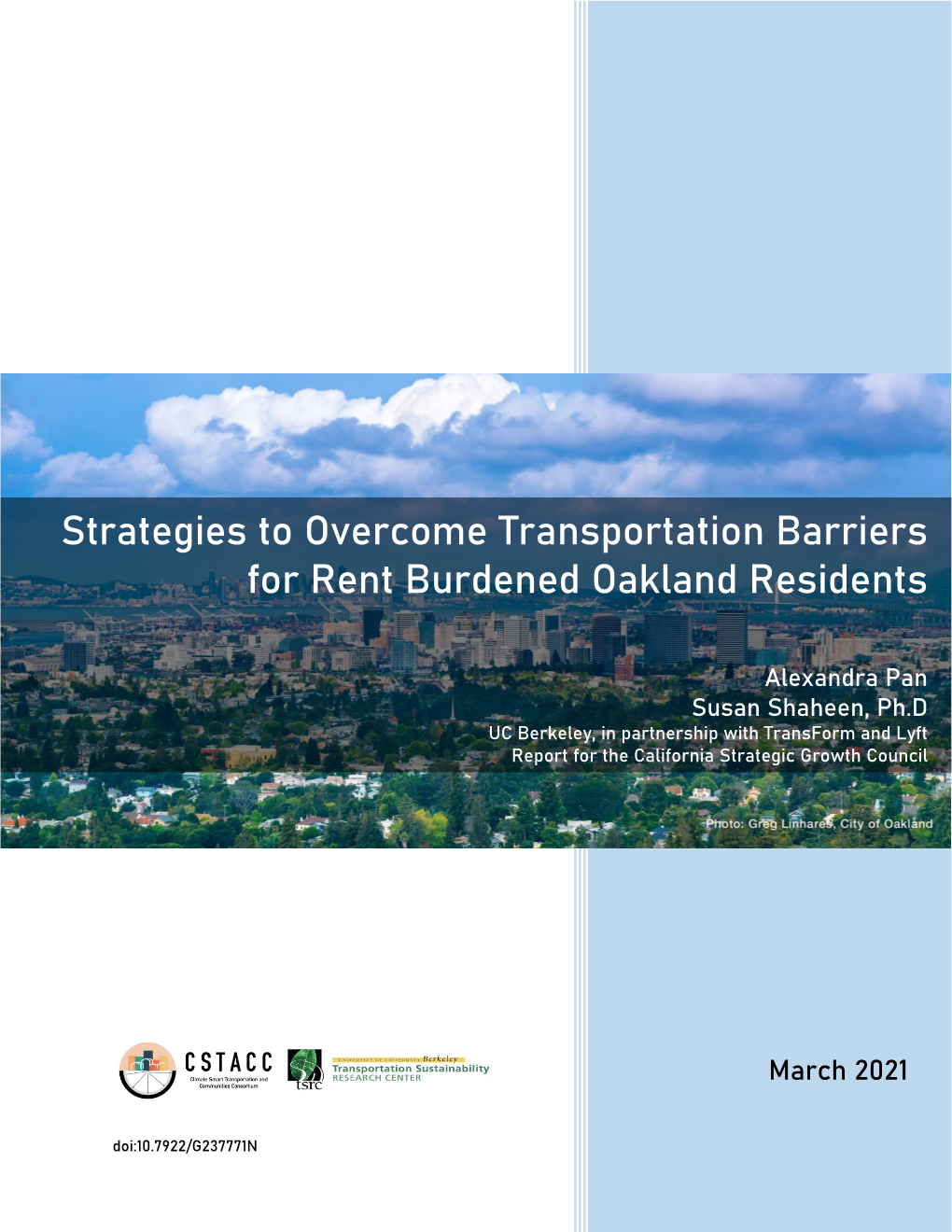 Strategies to Overcome Transportation Barriers for Rent Burdened Oakland Residents