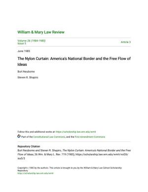 The Nylon Curtain: America's National Border and the Free Flow of Ideas