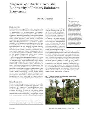 Acoustic Biodiversity of Primary Rainforest Ecosystems