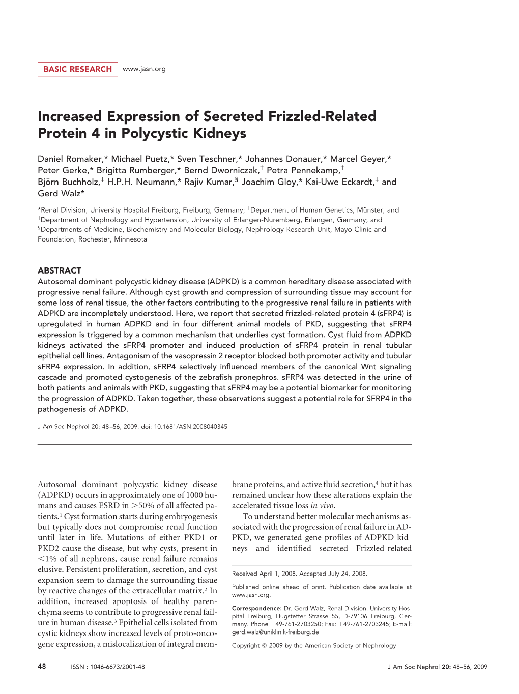 Increased Expression of Secreted Frizzled-Related Protein 4 in Polycystic Kidneys