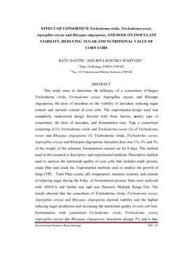 EFFECT of CONSORTIUM Trichoderma Viride, Trichoderma