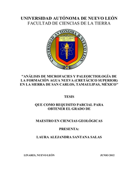 Universidad Autónoma De Nuevo León Facultad De Ciencias De La Tierra