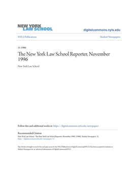 The New York Law School Reporter, November 1996