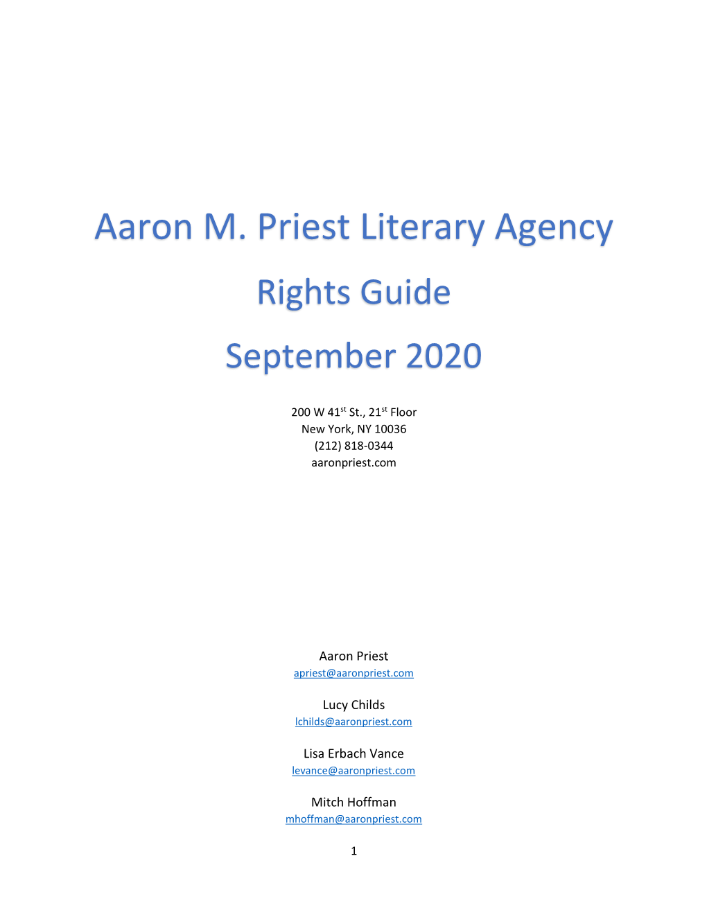 Aaron M. Priest Literary Agency