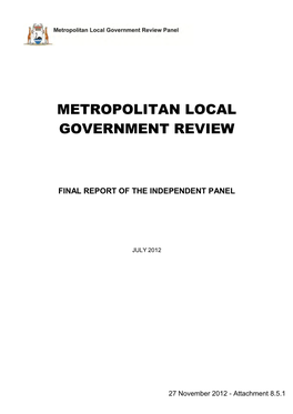 Metropolitan Local Government Review