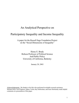 An Analytical Perspective on Participatory Inequality and Income
