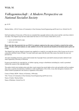 A Modern Perspective on National Socialist Society