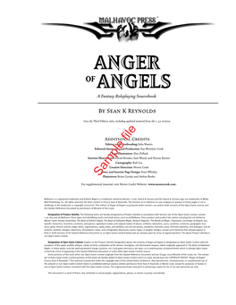 ANGER of ANGELS a Fantasy Roleplaying Sourcebook