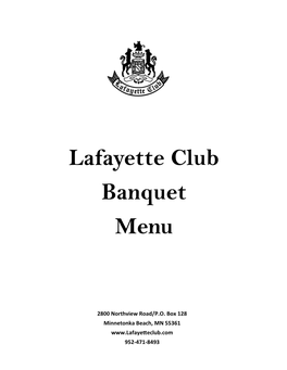 Lafayette Club Banquet Menu