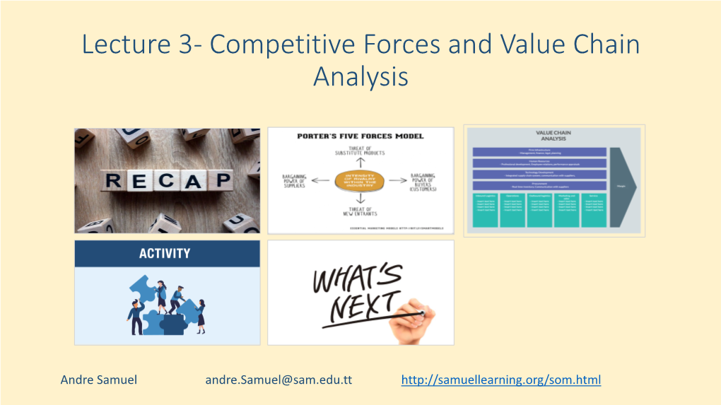 Lecture 3- Competitive Forces and Value Chain Analysis