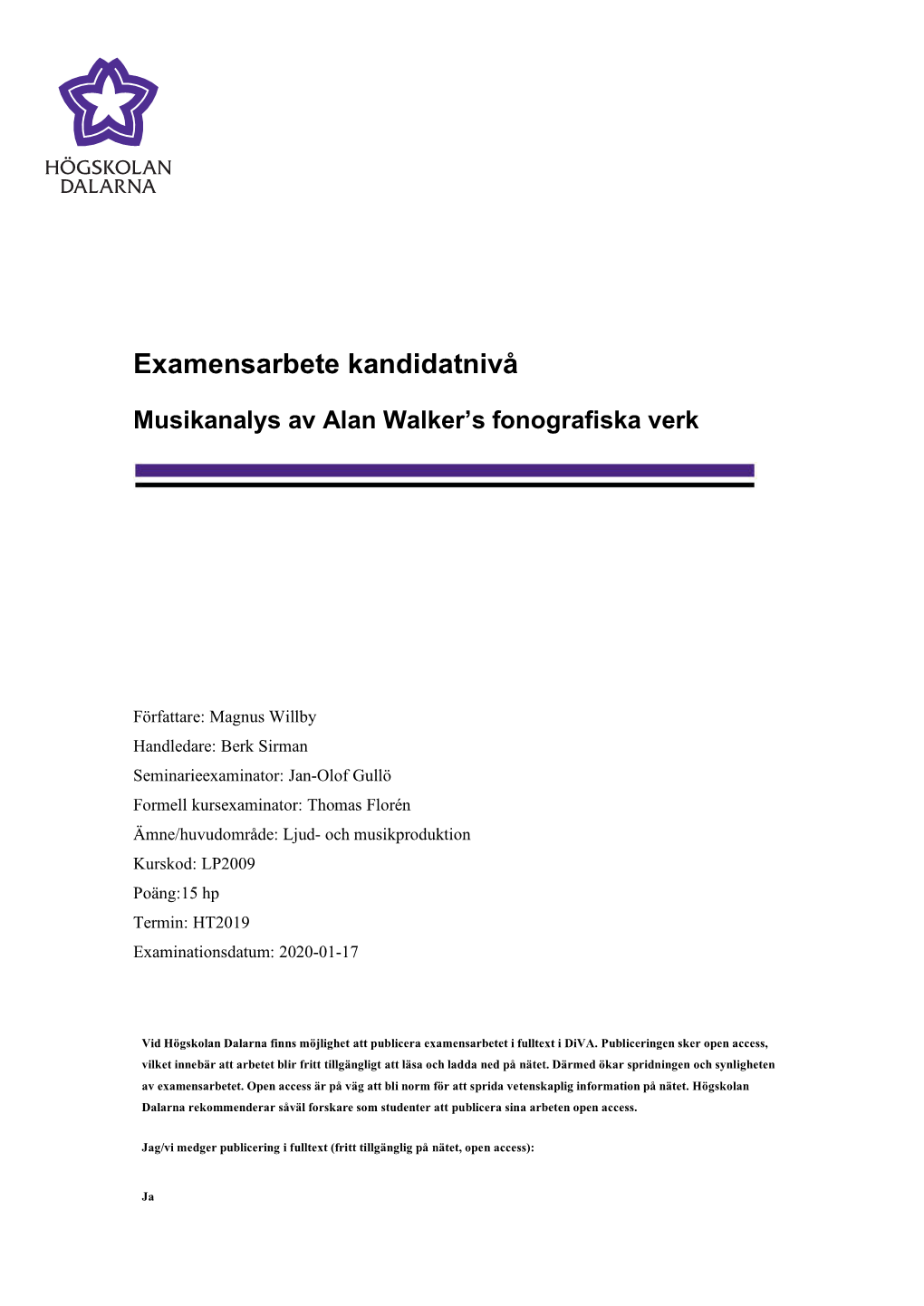 Examensarbete Kandidatnivå