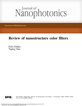 Review of Nanostructure Color Filters