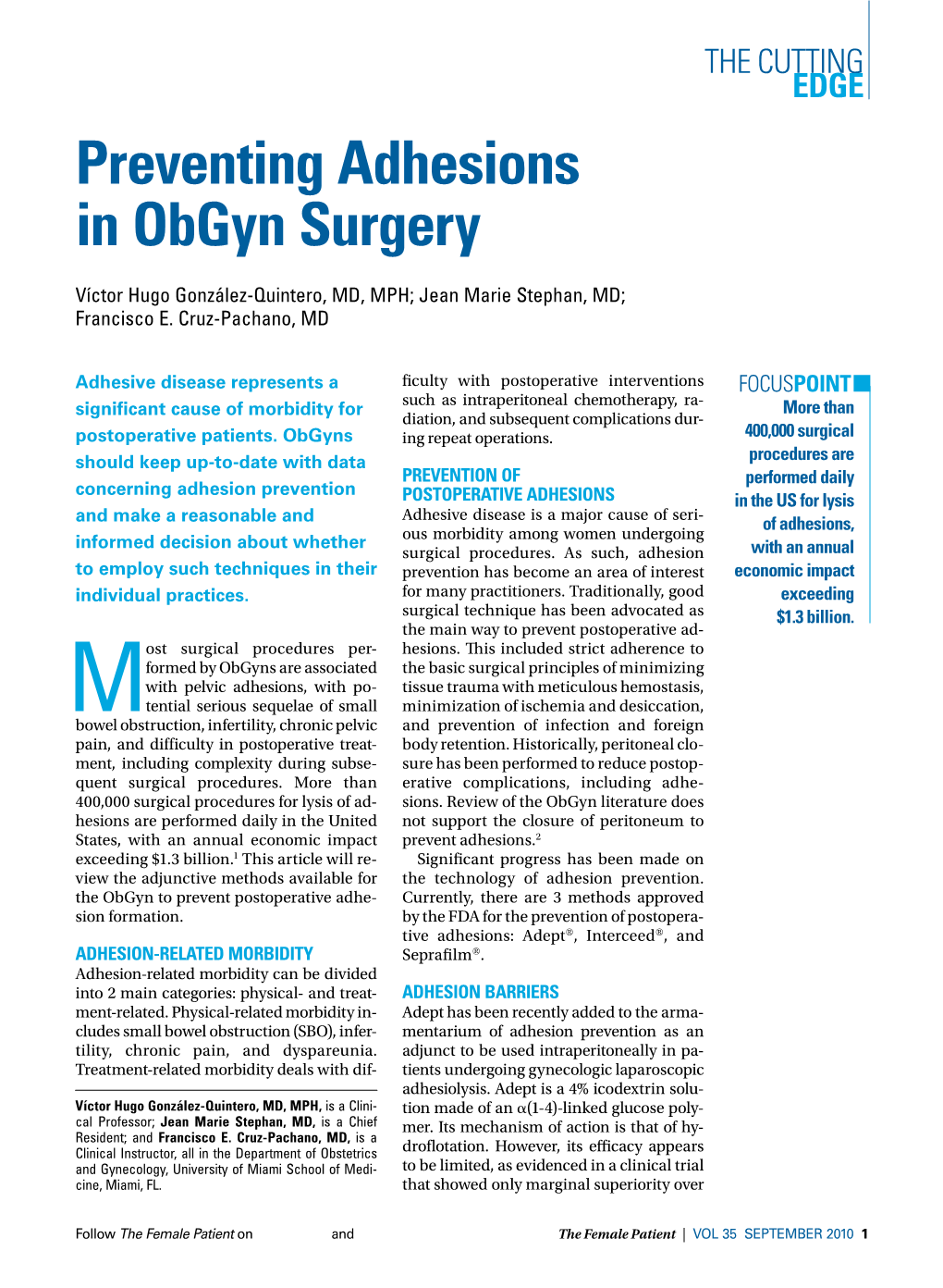 Preventing Adhesions in Obgyn Surgery