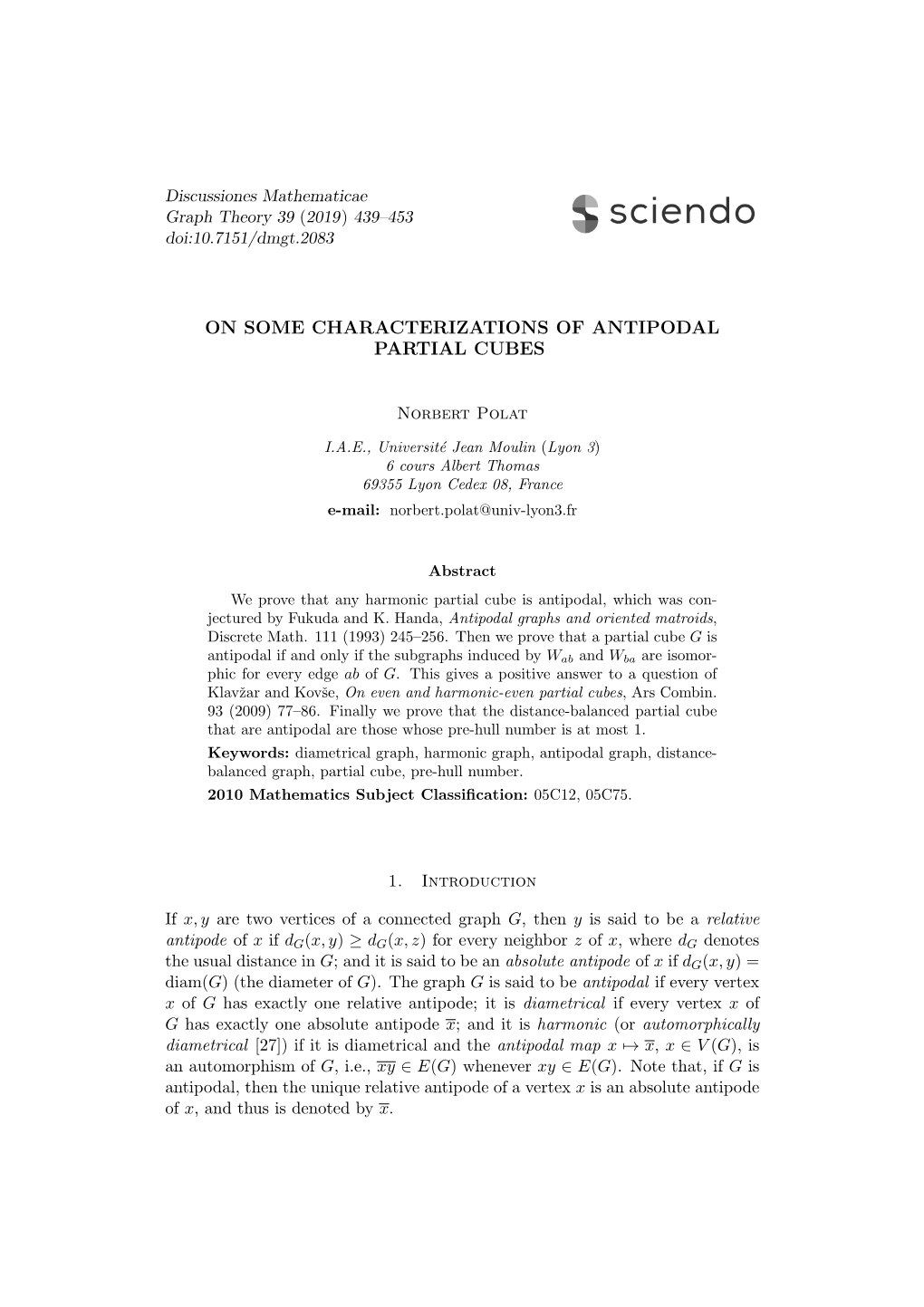 On Some Characterizations of Antipodal Partial Cubes