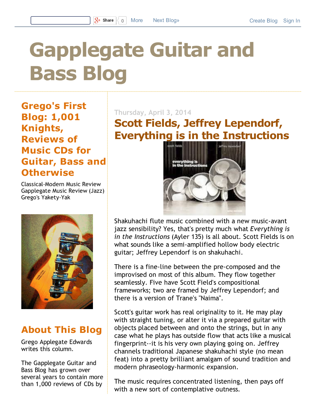 Gapplegate Guitar and Bass Blog