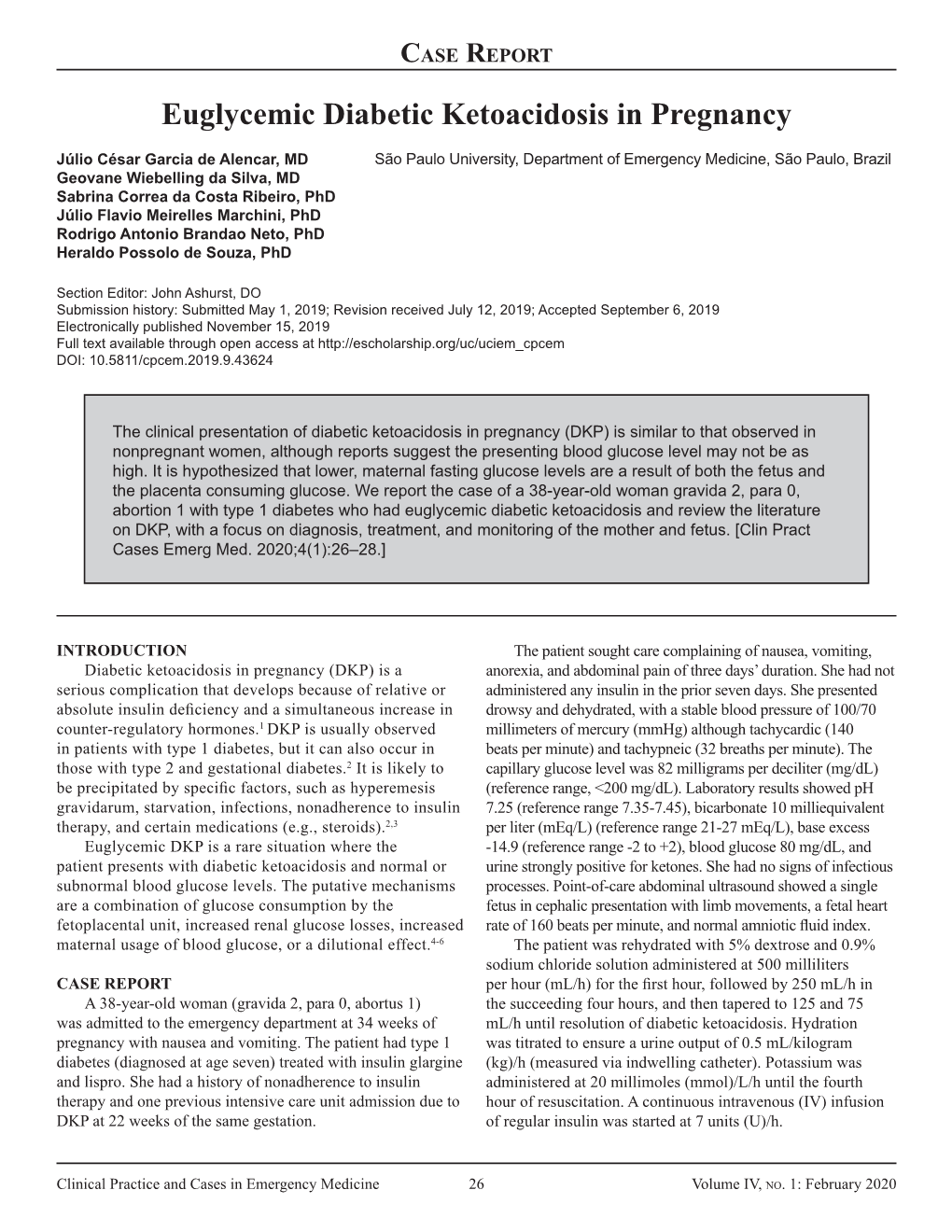 Euglycemic Diabetic Ketoacidosis in Pregnancy