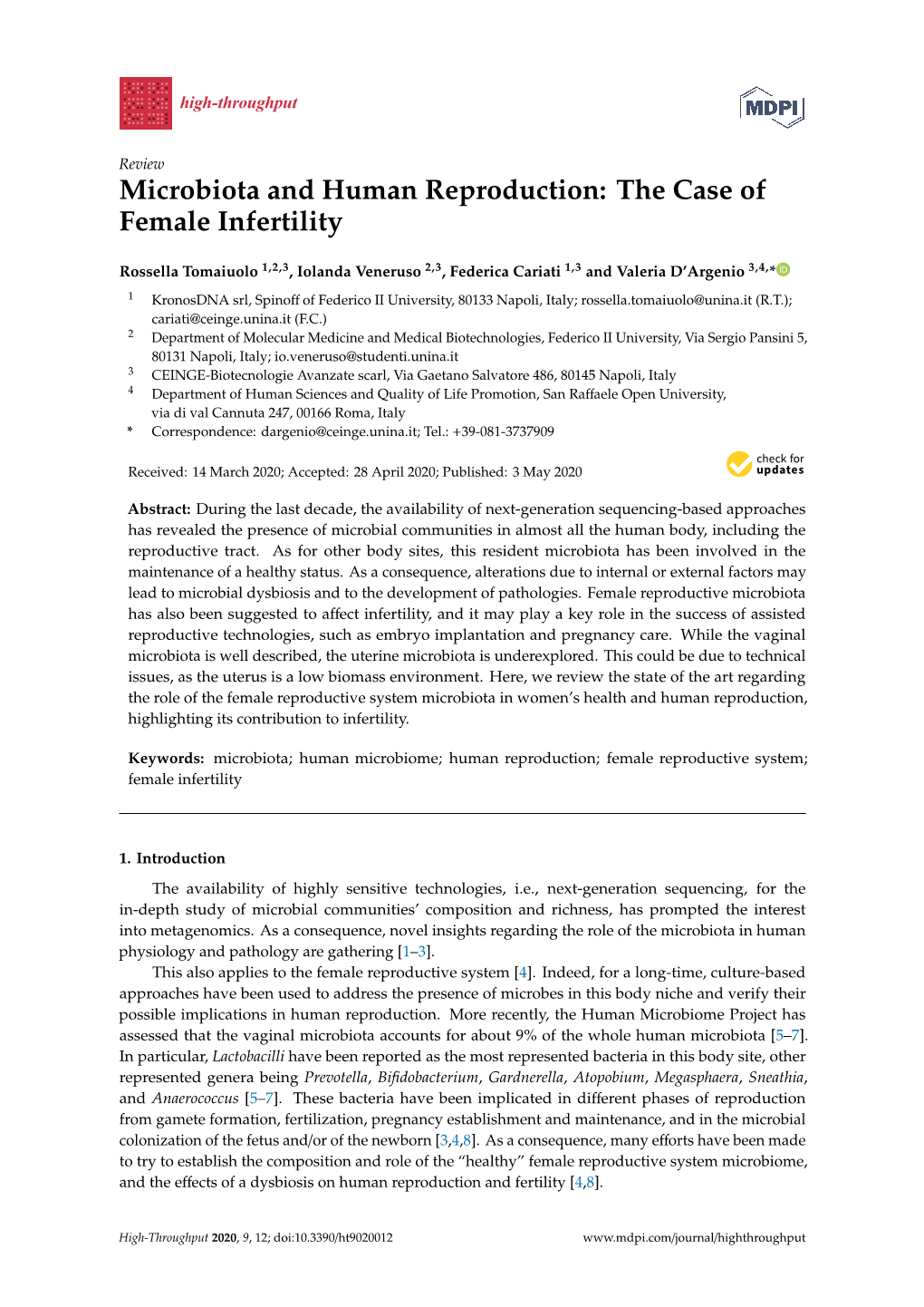 Microbiota and Human Reproduction: the Case of Female Infertility