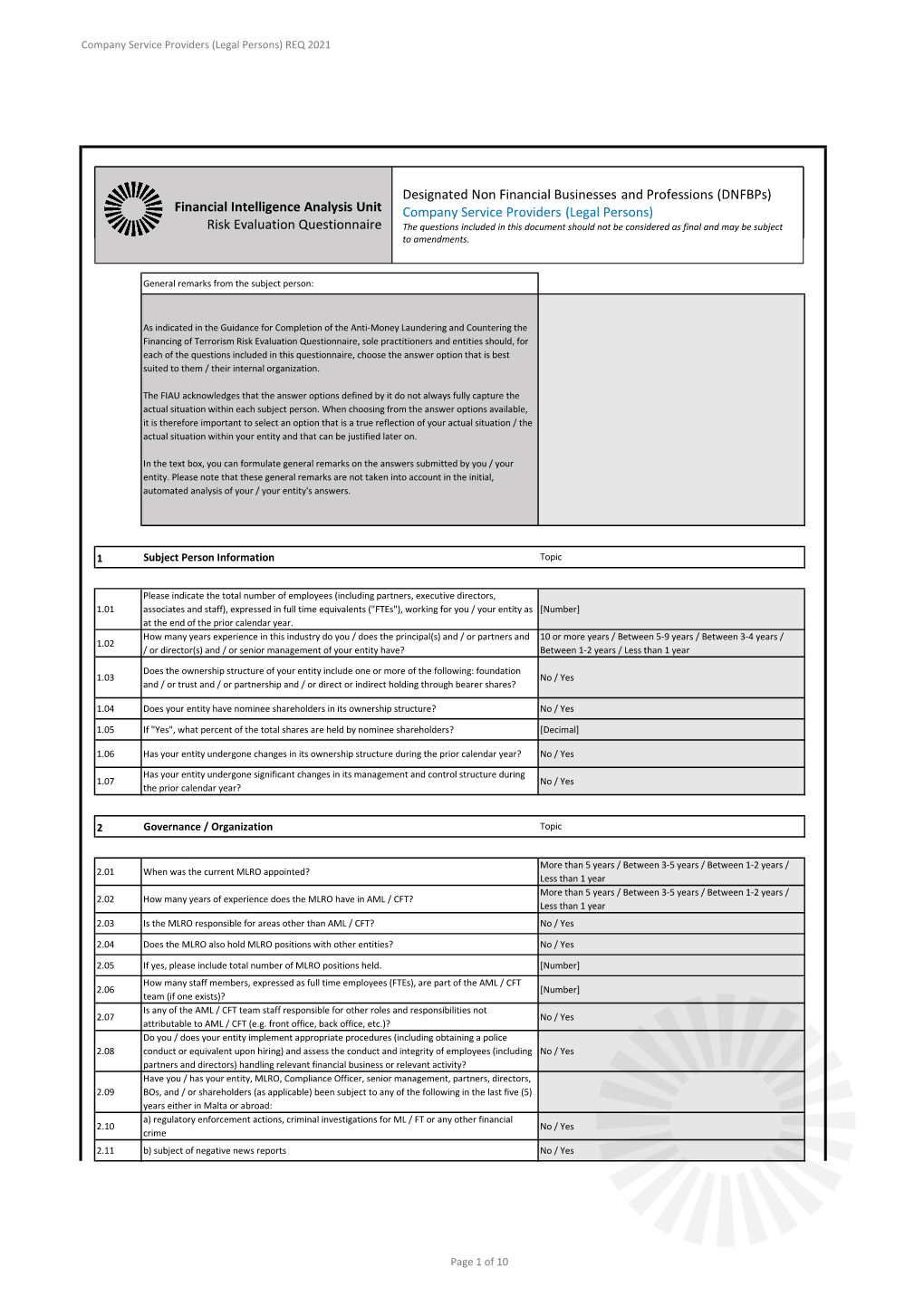 Company Service Providers (Legal Persons) REQ 2021