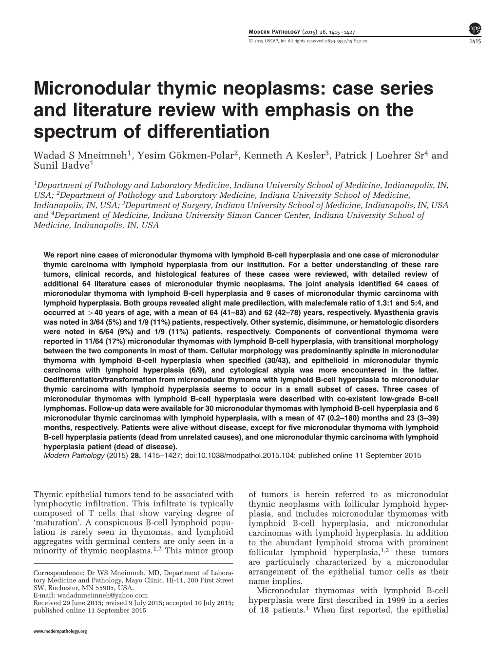 Micronodular Thymic Neoplasms: Case Series and Literature Review