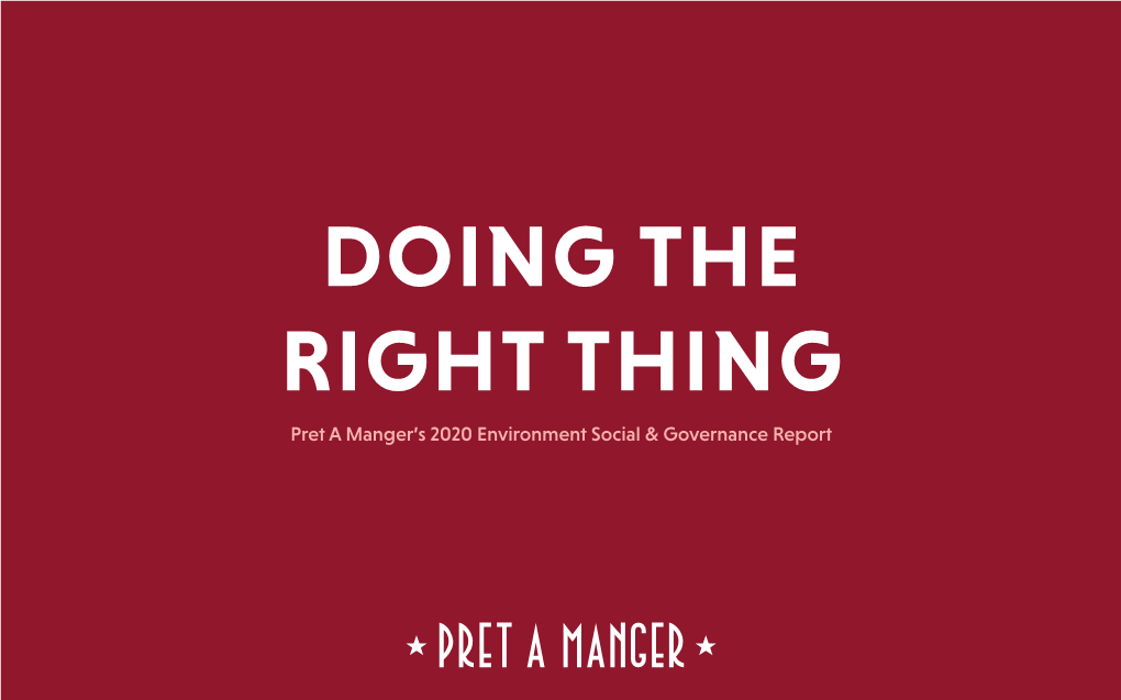 Pret a Manger's 2020 Environment Social & Governance Report