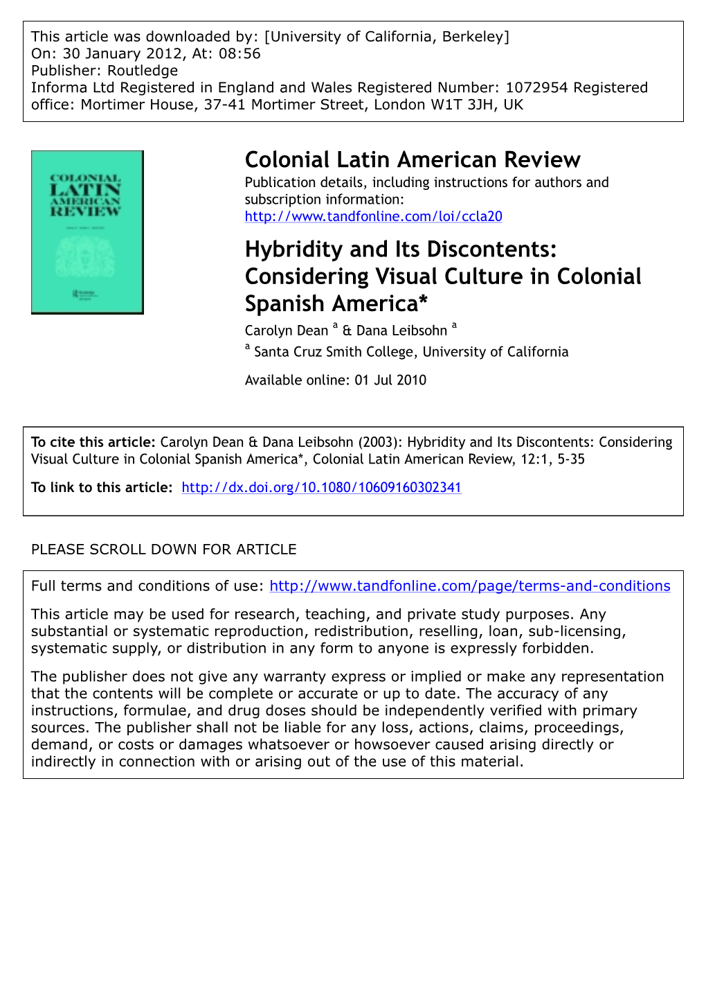 Hybridity and Its Discontents: Considering Visual Culture In