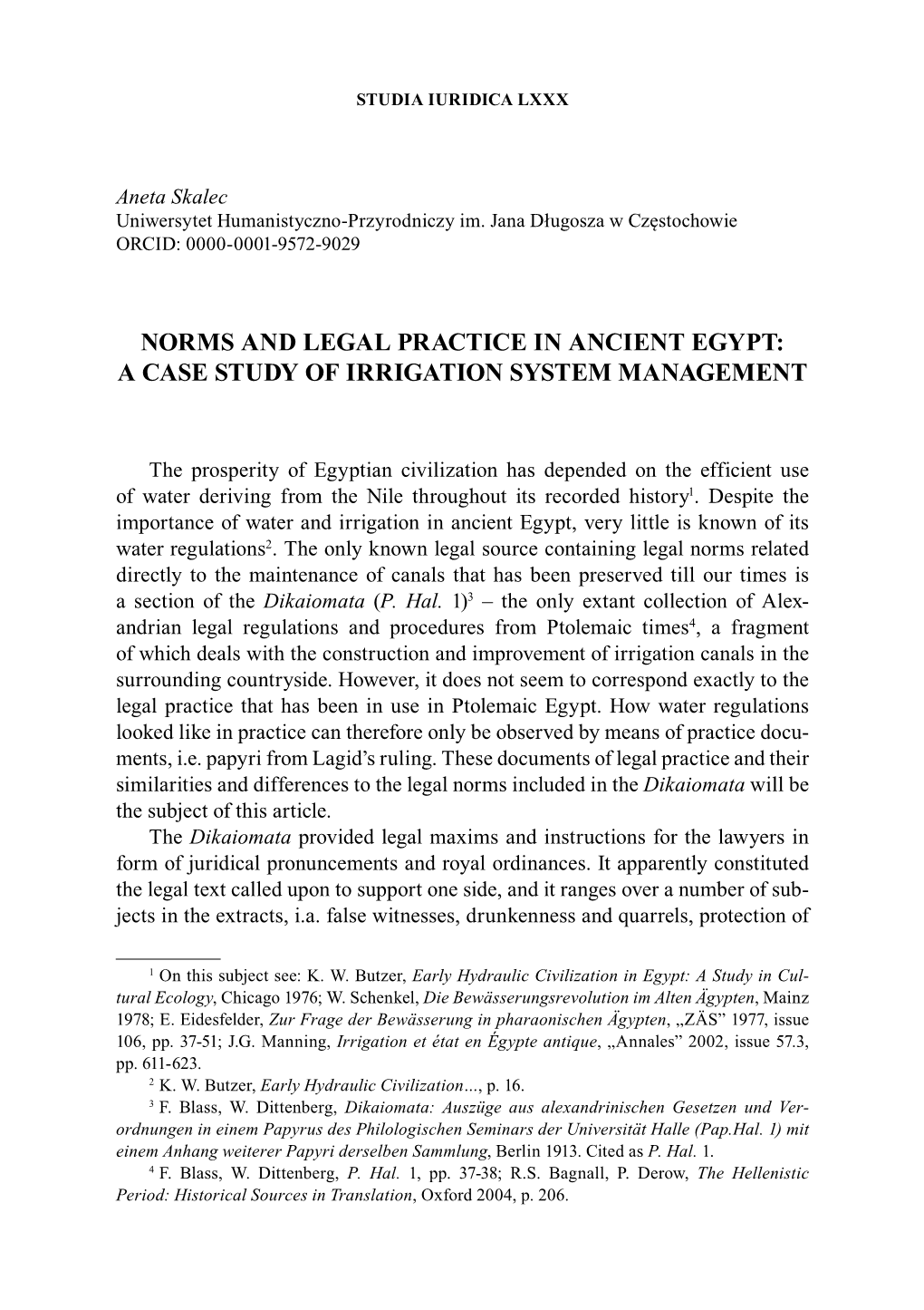 Norms and Legal Practice in Ancient Egypt: a Case Study of Irrigation System Management