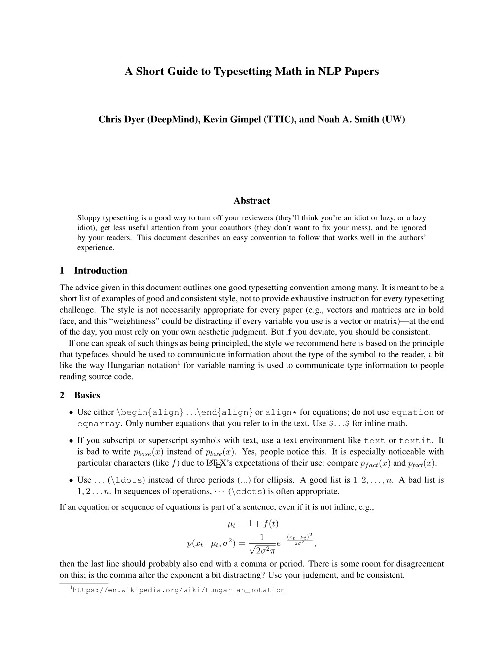 A Short Guide to Typesetting Math in NLP Papers