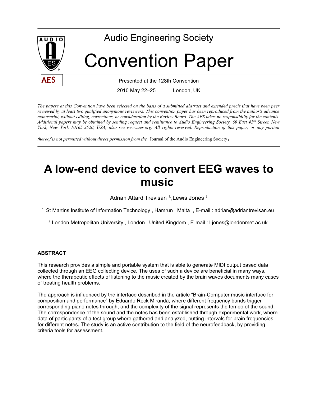 Audio Engineering Society Convention Paper
