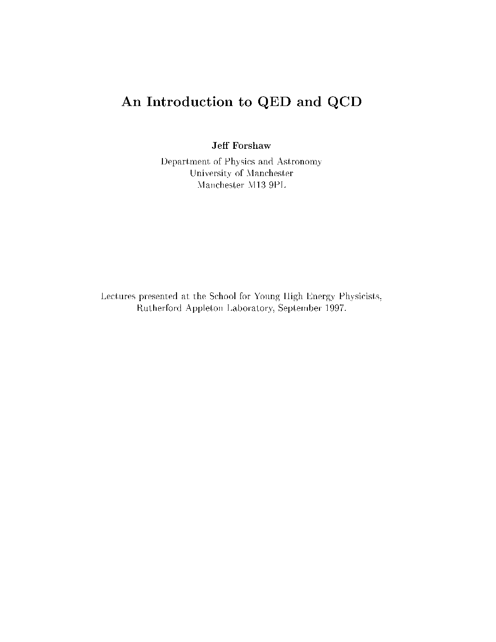 An Introduction to QED And