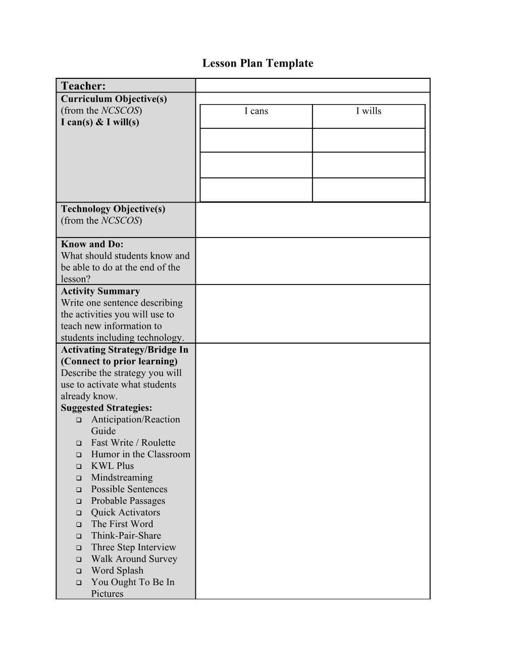 Lesson Plan Template s24