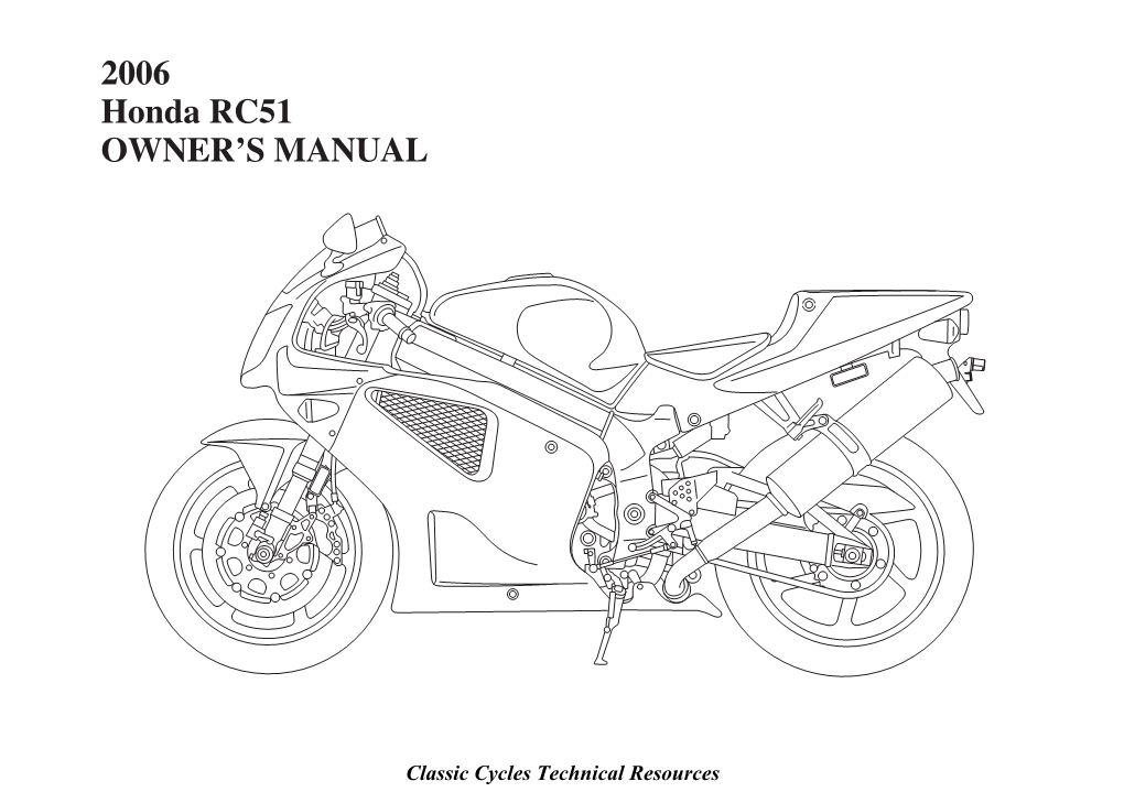 2006 Honda RC51 OWNER's MANUAL