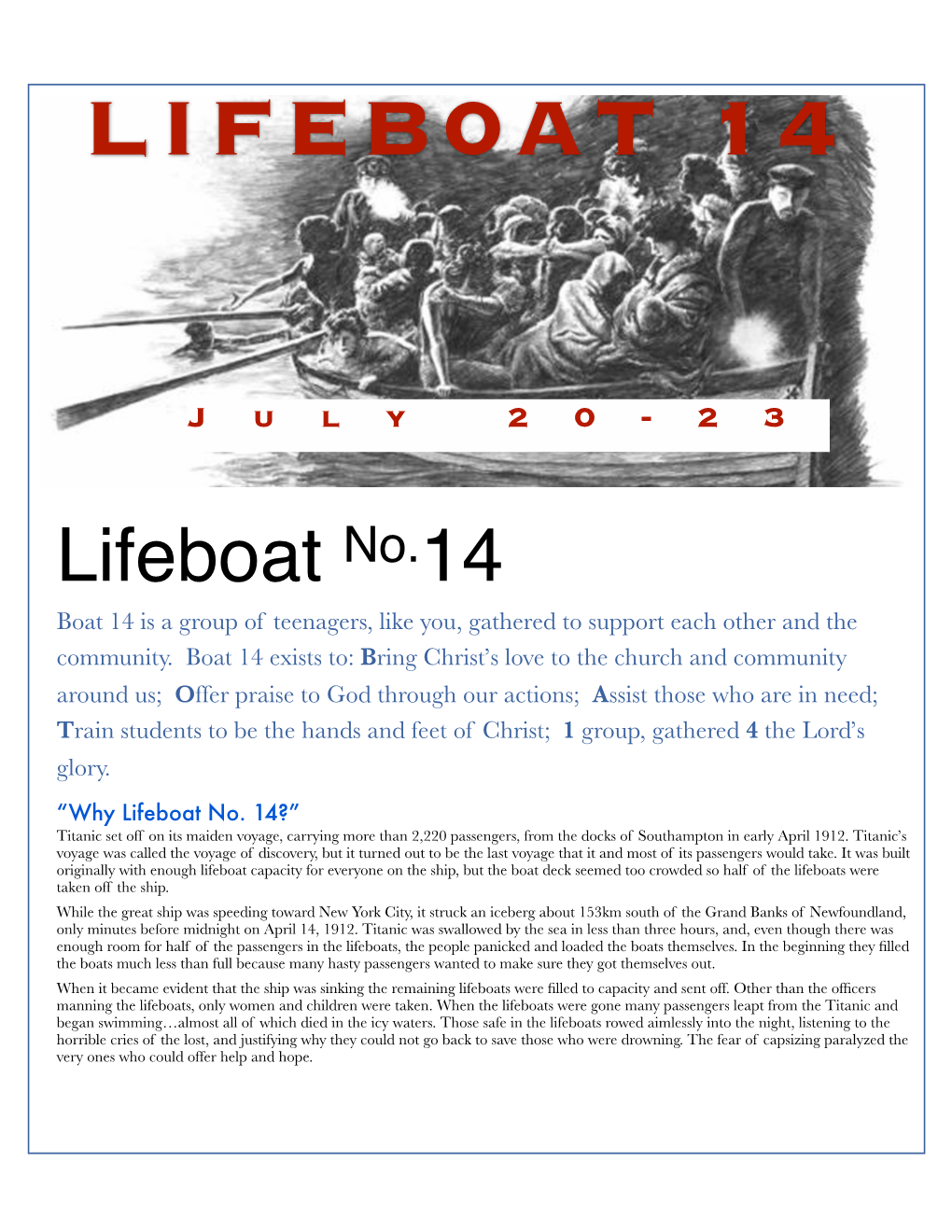 Lifeboat 14 Application