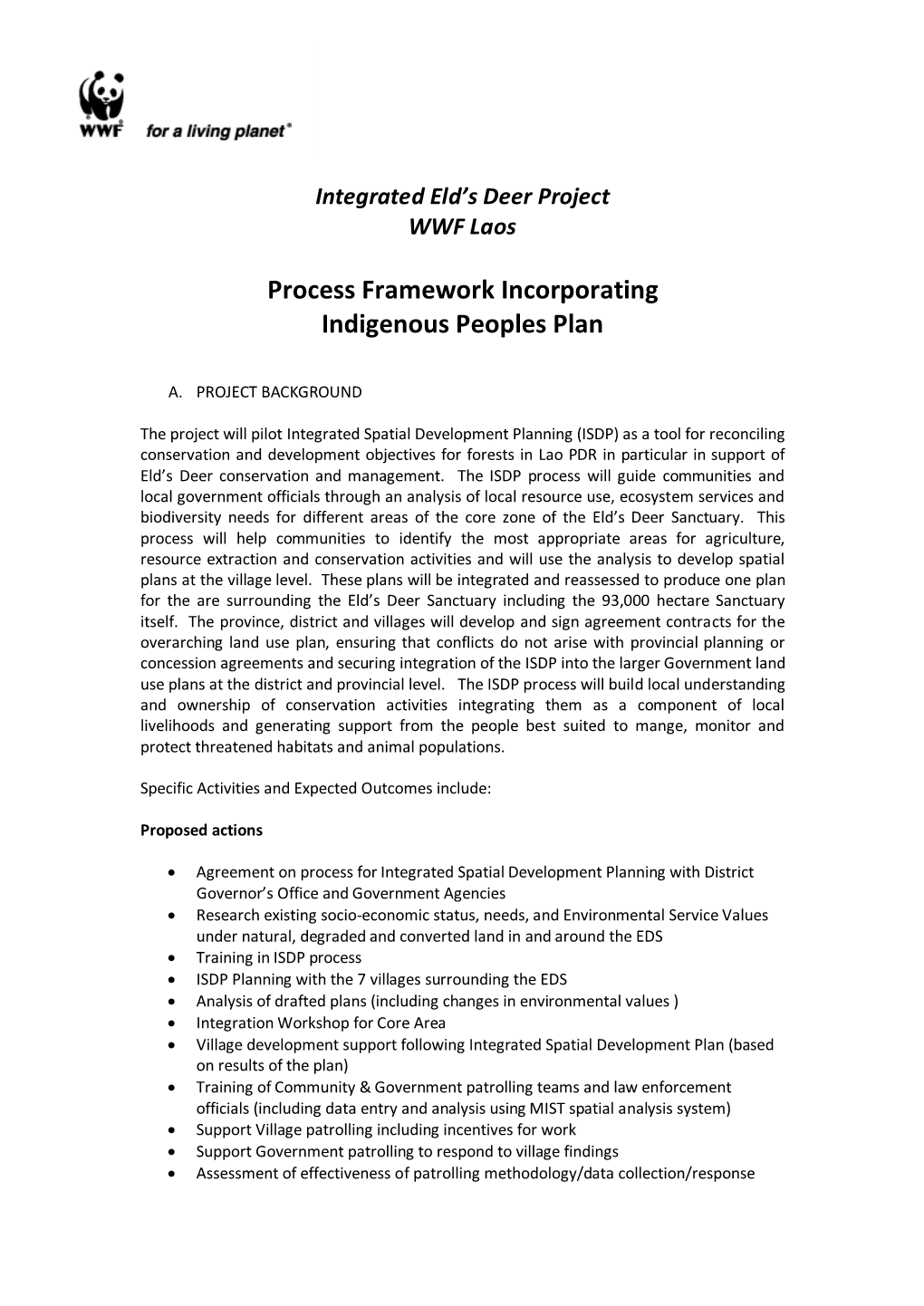 Process Framework Incorporating Indigenous Peoples Plan