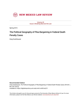 The Political Geography of Plea Bargaining in Federal Death Penalty Cases