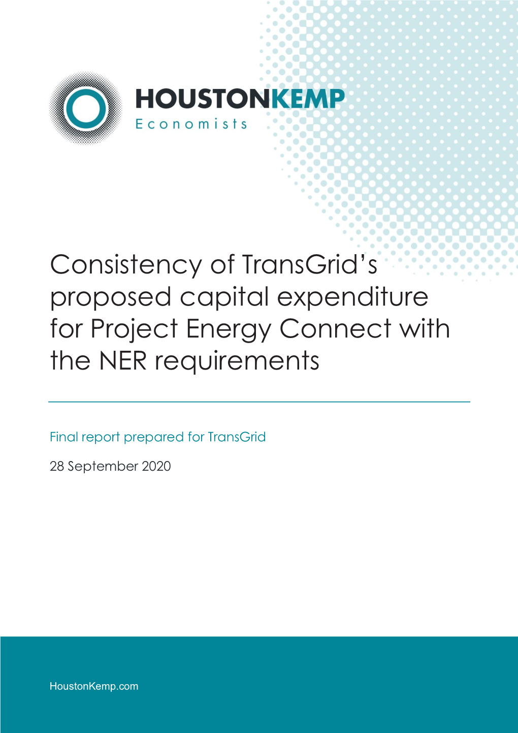 Transgrid’S Proposed Capital Expenditure for Project Energy Connect with the NER Requirements